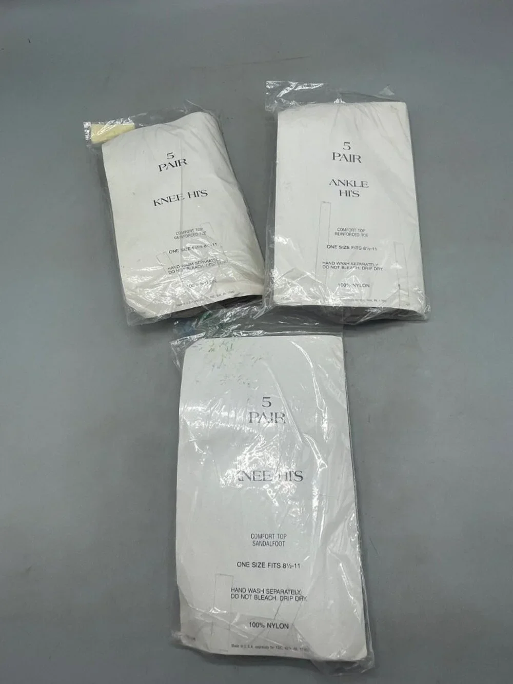set of 3 knee hi's ankle hi's nylons 5 pair each package sheer comfort READ NEW